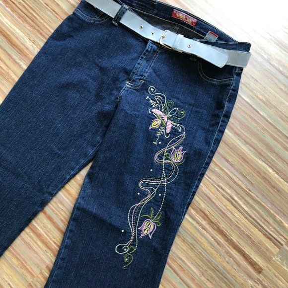 Vale Original Blue Jeans Vintage Y2K Embroidered Flare Leg Mid-Rise 32" Waist - Picture 2 of 10